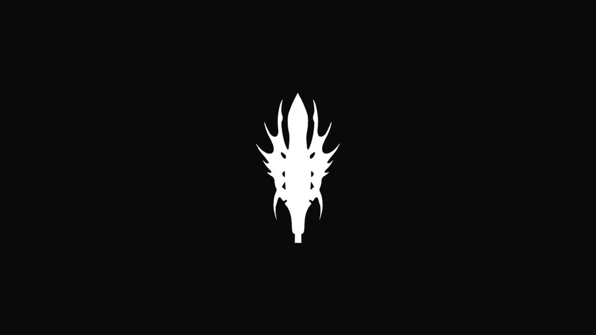 Arcana Mace logo, a white emblem on a black background